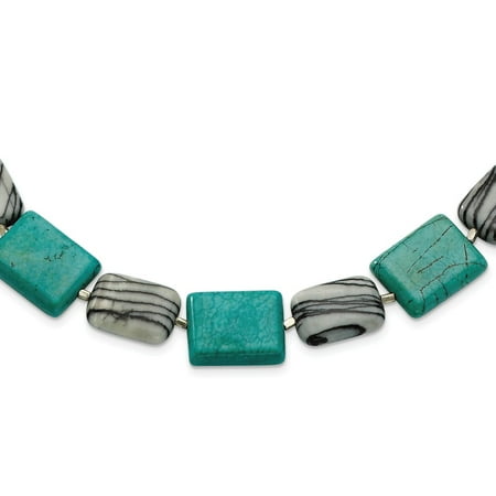 - Solid 925 Sterling Silver Dyed Howlite & Zebra Simulated Jasper Necklace Chain (20mm)