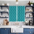 thumbnail image 2 of Curtains 63 Inch Length 2 Panels, Teal Morocco Grommets Window Treatment Curtain, Geometric Leaf Diamond Lattice Abstract Thermal Curtains Drapes for Living Room/Bathroom, 2 of 9