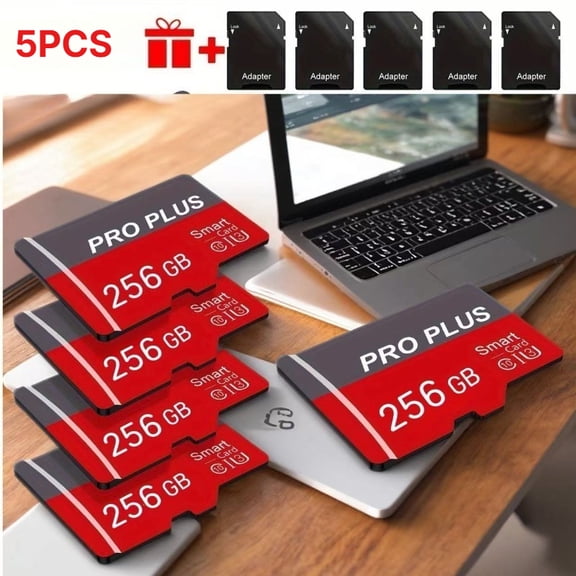Set of 5 Micro SD Cards with Adapter, High-Speed TF Memory Card for Phone, Camera, Dash Cam & Tablet