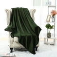 thumbnail image 3 of Unique Bargains Flannel Fleece Blanket Soft Luxury Hemmed Olive Green Full, 3 of 8
