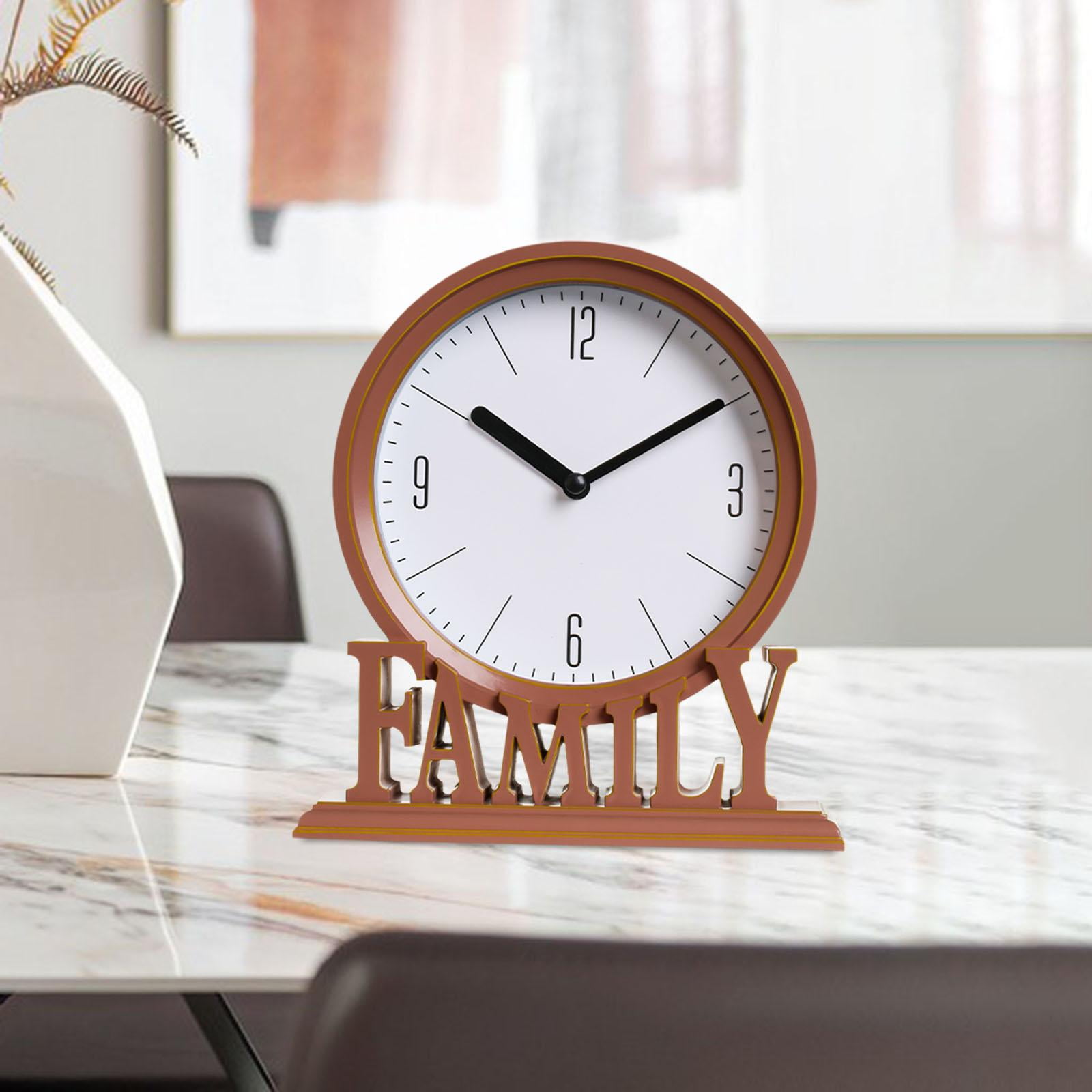 Relojes de mesa estante decorativo familiar que no hace tictac facil de leer chimenea reloj de escritorio para oficina bano adorno de rojo marron C marron rojo Baoblaze Reloj de pared