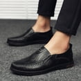 thumbnail image 5 of nsendm Male Shoes Adult Mens Moccasins Shoes Leather British Style Flat Heel Low Top Soft Sole Mens Leather Slip on Shoes Size 11 Wide Black 10.5, 5 of 7