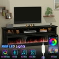thumbnail image 4 of HARIPUL 58" Fireplace TV Stand for TVs Up to 65" with 52" Electric Fireplace,White Entertainment Center with Storage Cabinets,Led Light TV Consoles for Living Room,Black/Crystal Fireplace, 4 of 8