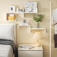 thumbnail image 3 of Estantes flotantes para pared, estantes de pared para baño, dormitorio, sala de estar, cocina, oficina, estantes de madera para decoración de pared, juego de 5 (blanco lavado), 3 of 7