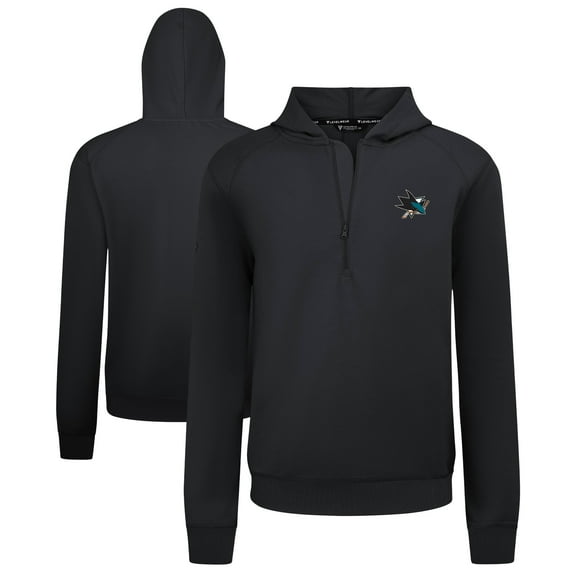 Men's Levelwear Black San Jose Sharks Technic Quarter-Zip Pullover Hoodie