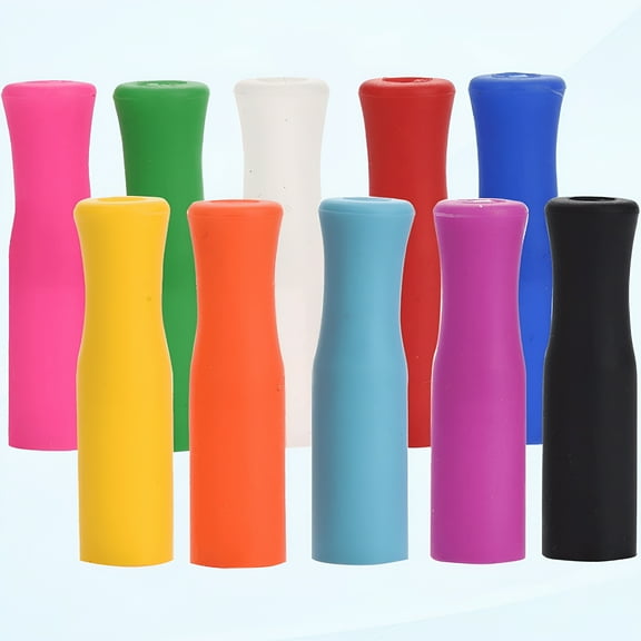 ACDANC 10 Pack Metal Straw Covers,Silicone Tips for .25" Wide Regular Stainless Steel Metal Straws (Assorted Colors)