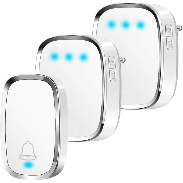 Timbre Inalámbrico Impermeable, Timbre Exterior con Alcance 300M 2 Transmisor y 1 Receptor, Kit de Timbre Inalámbrico con Flash LED, 36 Melodías, 4 Niveles de Volumen, para Hogar, Oficina, H