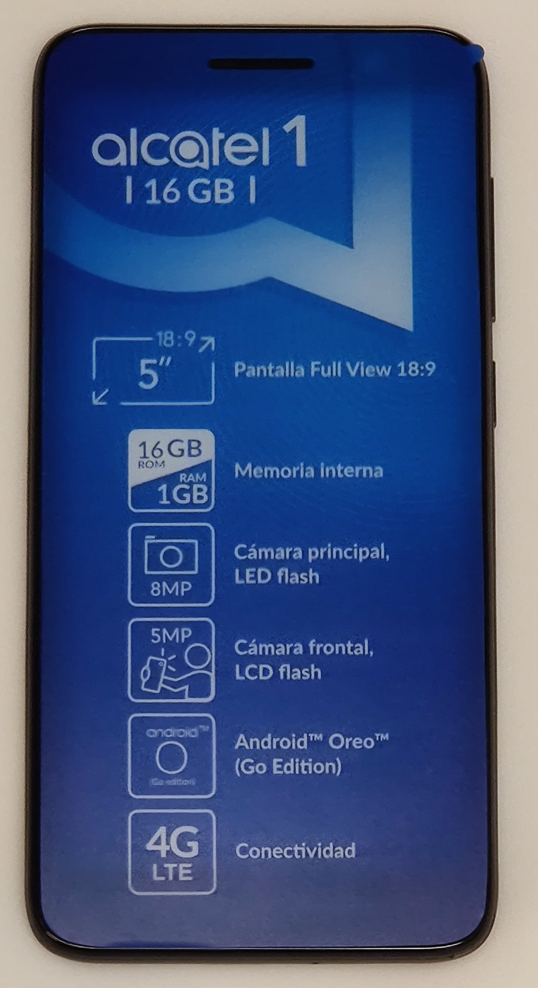  Alcatel 1 (2019) 5033E 4G LTE 5 Display 16GB 8MP Quad Core  Android Oreo Worldwide Unlocked (Black) : Cell Phones & Accessories