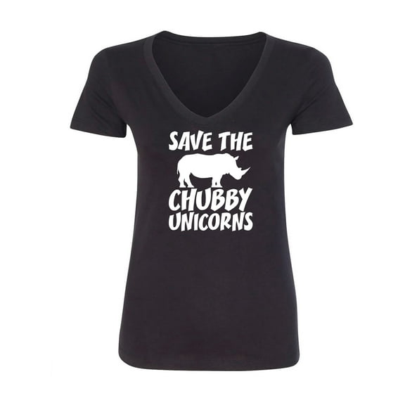 Save The Chubby Unicorns Womens V-Neck T-Shirt