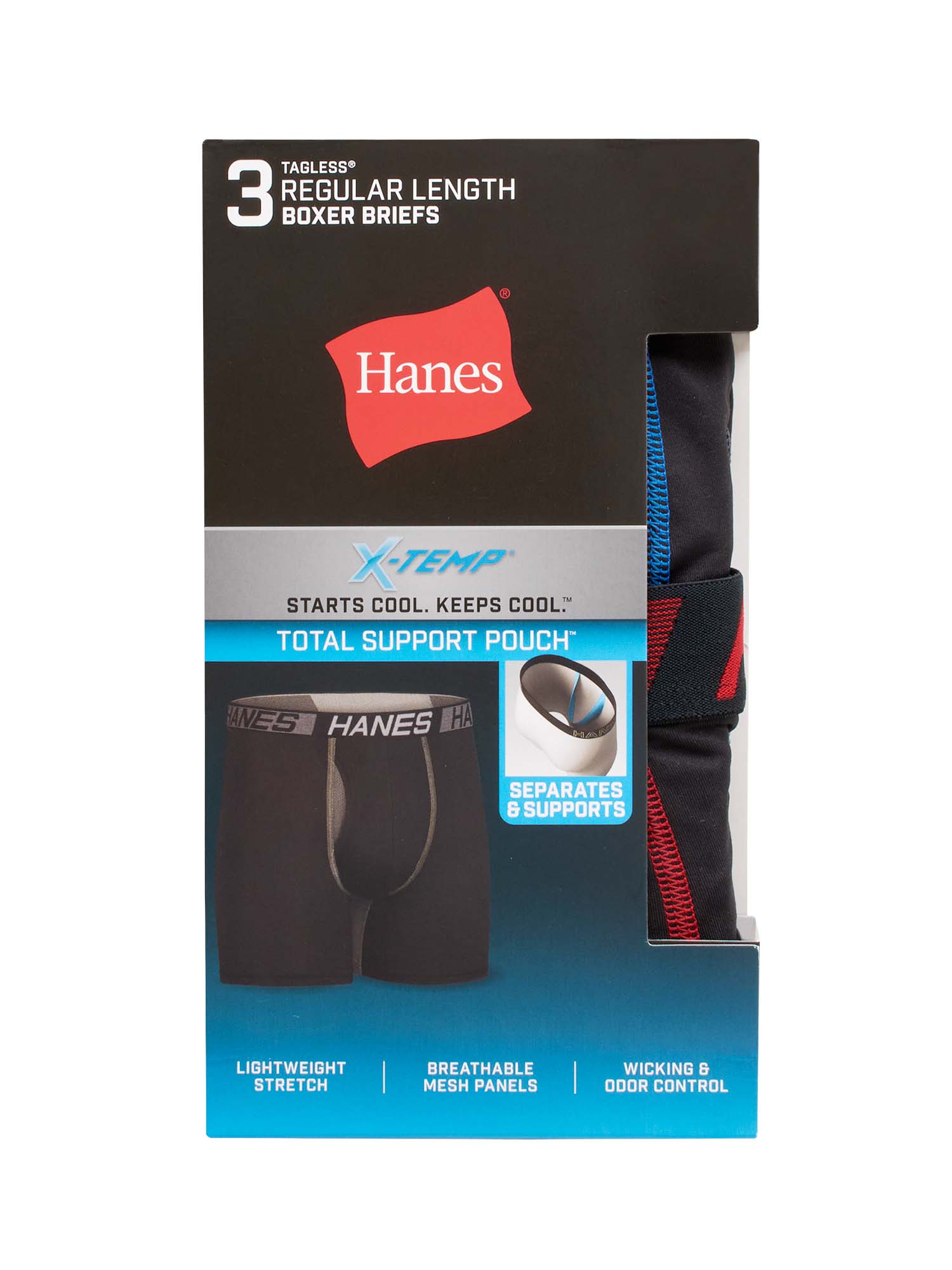 Hanes X-Temp Total Support Pouch Men's Boxer Briefs, Anti-Chafing Underwear, 3-Pack - image 3 of 10