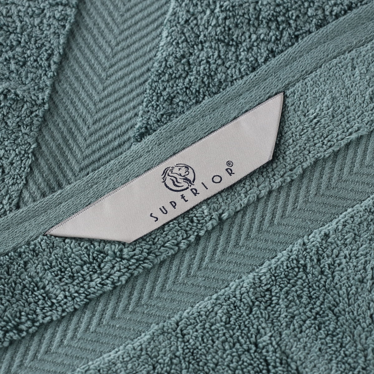 Superior Zero Twist Cotton Hand Towel Set of 6, Jade Green