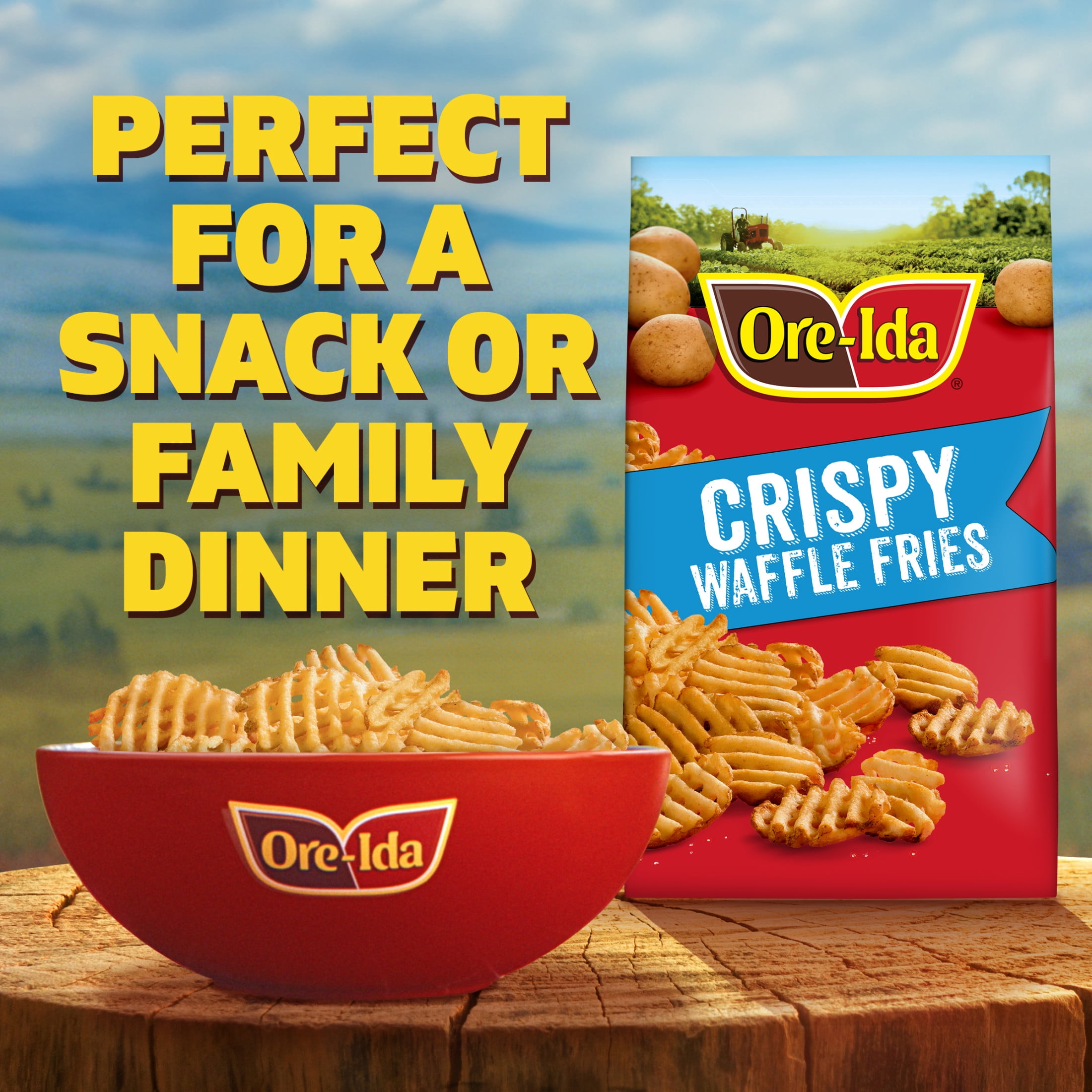 Ore-Ida Golden Waffle French Fries Fried Frozen Potatoes, 22 oz Bag