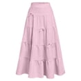 thumbnail image 4 of UQJfacai Girls Maxi Skirts High Waisted Boho Flowy Long Skirts Tween Girl Bow Summer Swing Ankle Length Tiered Skirt 4-15 Years, 4 of 8