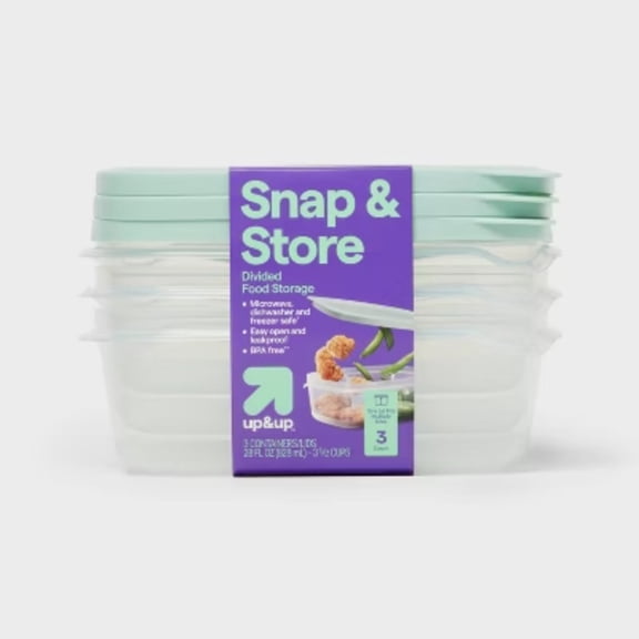 Snap & Store Divided Rectangle Food Storage Containers - 28 fl oz/3ct