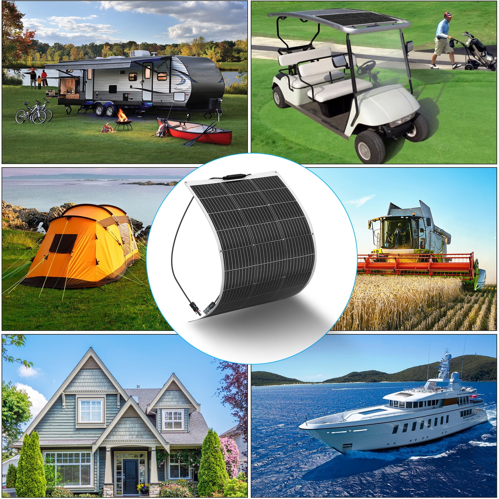XINPUGUANG 100W 12V Flexible Solar Panel for RV Boat Camping and Off-Grid Systems