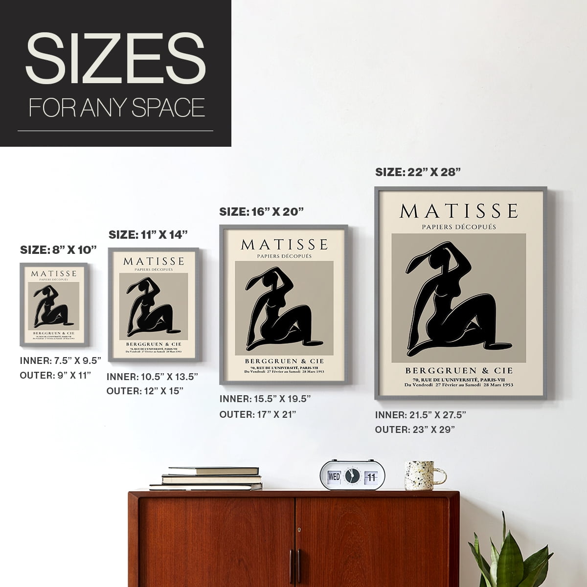 Matisse CLVI Framed Print in Gray Solid Wood 22 x 28 Framed Print