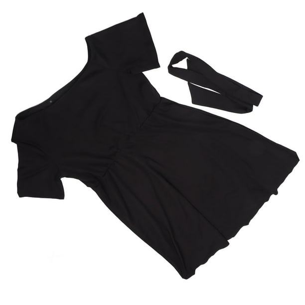 Vestido Con Cinturón, Mujer Un Vestido De Hombro Manga Corta De Moda Para La Dama