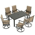 thumbnail image 5 of POTEBAN 7-Piece Outdoor Dining Set with High-Back Padded Swivel Chairs & Iron Rectangle Table for 4-Person, Black & Khaki, 5 of 7