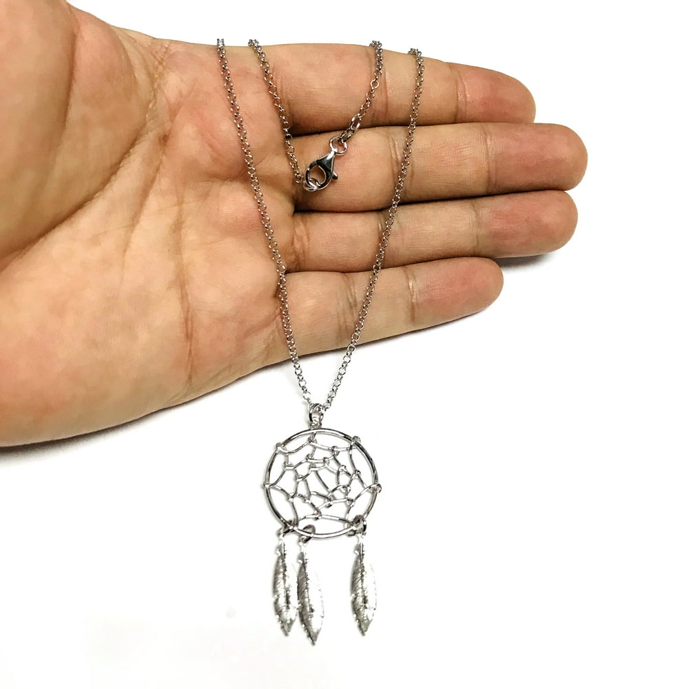 Jewelry Affairs Sterling Silver Dream Catcher Charm Necklace, 17