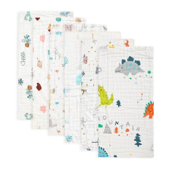 Muslin Baby Burp Cloths 6 Pack Premium Cotton Burping Rags for Newborn Ultra Soft and Absorbent Unisex Spit up Rags for Boys and Girls 20'' x 10''