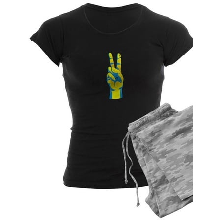 

CafePress - Peace For Ukraine Ukrainian Hand Peace Sig Pajamas - Women s Dark Pajamas