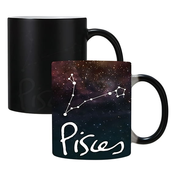 Cinvoph Twelve Constellations Ceramic Color-Changing Coffee Cups, Coffee Mug Gifts for Birthday Party Wedding Couple, Pisces Tea Cup