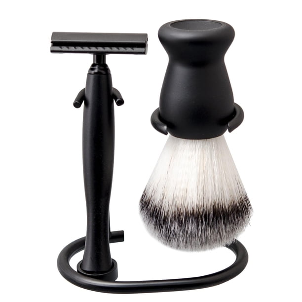 Herramienta de Limpieza de Brochas de Afeitar 3 en 1, Cerdas de Nailon Manuales Duraderas de Alto Rendimiento, Soporte para Brochas de Afeitar para Cu negro