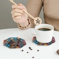 thumbnail image 3 of Leather Coasters with Heat-resistant for Drinks, Colorful Guitar Skull -标题2 Octagon, 3 of 5