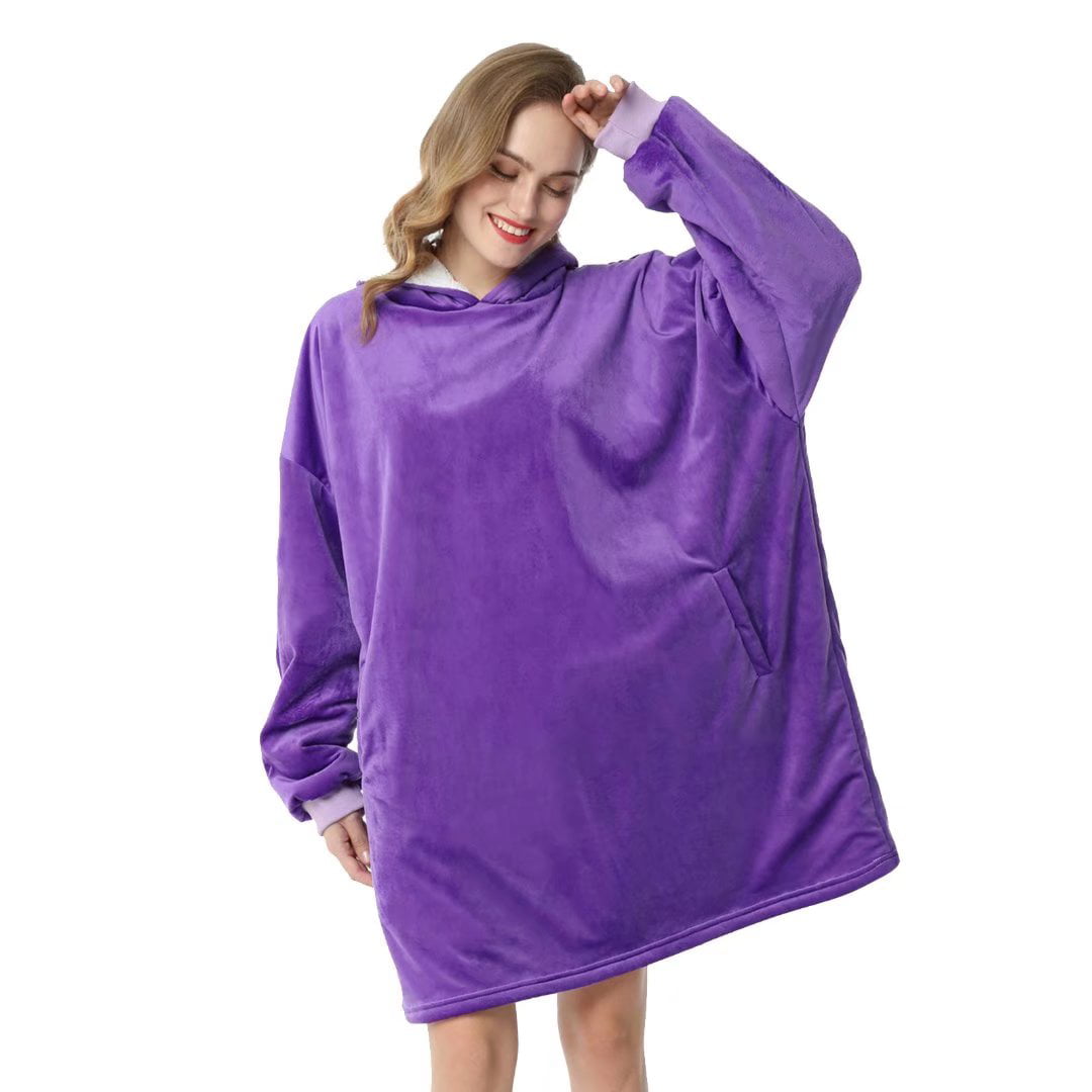 AmyHomie Oversized Plush Blanket Sweatshirt,Blanket Hoodie,Hooded Wearable Blanket with Pocket for Adults & Teens & Kids Black, one Size
