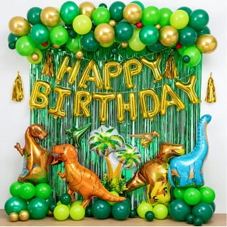 Yansion Dinosaur Party Supplies Birthday Decorations -60Pcs Dinosaur  Birthday Party Decoration Set with Happy Birthday Banner,Jungle Latex  Balloons