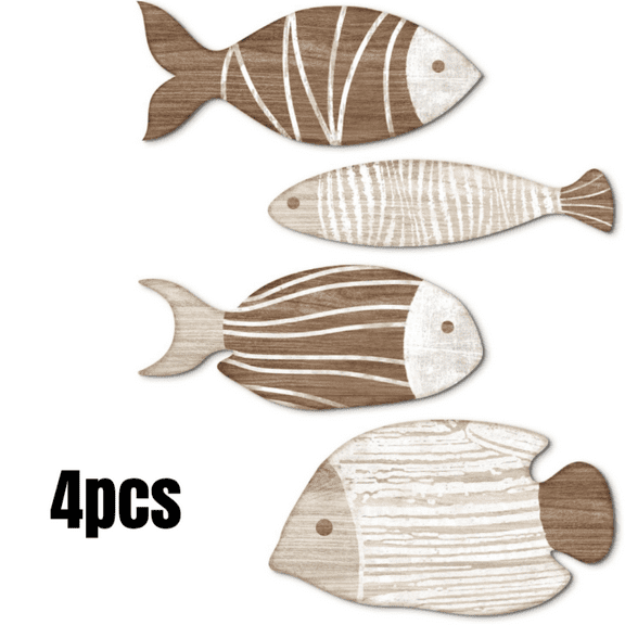 Wooden Fish Wall Decor Nautical Beach Wall Decor, School of Fish Beach Bathroom Decor School of Fish Decor Coastal Ocean Indoor Outdoor Home for Wall Art Themed