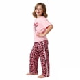 thumbnail image 2 of FYDUU Girls Summer Outfits Set Fashion Leopard Print Bow Short Sleeve T-Shirt Tops And Baggy Pants Two Piece Sets Back To School Clothes 5-6 Years, 2 of 5