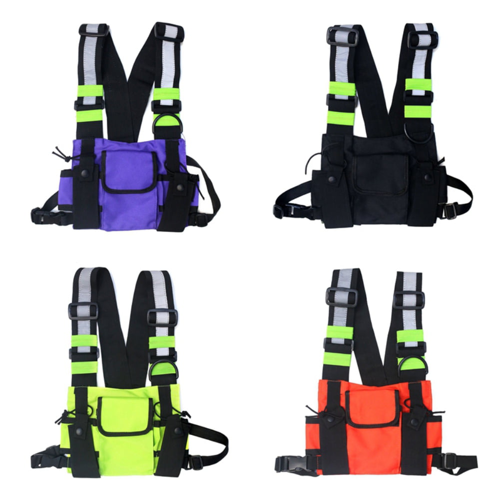 Safety Reflective Design Unisex Chest Bag Hip-hop Streetwear Tactical Vest  Backpack Multi-pocket Travel Waterproof Chest Rig Bag
