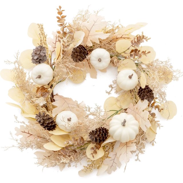 MISSPIN Couronnes d'Automne de 20 Pouces pour Porte d'Entrée, Couronne de Récolte de l'Action de Grâce, Décorations de Style Ferme pour Maison, Porche, Mur, Fenêtre, Automne pour Intérieur Extérieur (Boho)