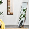 thumbnail image 4 of 58 "* 15" Modern Brown  Solid Wood Frame Wall Mirror, Makeup Mirror, Floor Standing Large Mirror, Decorative Mirror, Suitable for Bathroom, Clothing Store, Wall-Mounted and Standing, 4 of 9