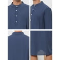 thumbnail image 6 of Unique Bargains Men's Banded Collar Nightshirt Sleep Shirt Nightgown S Navy, 6 of 6