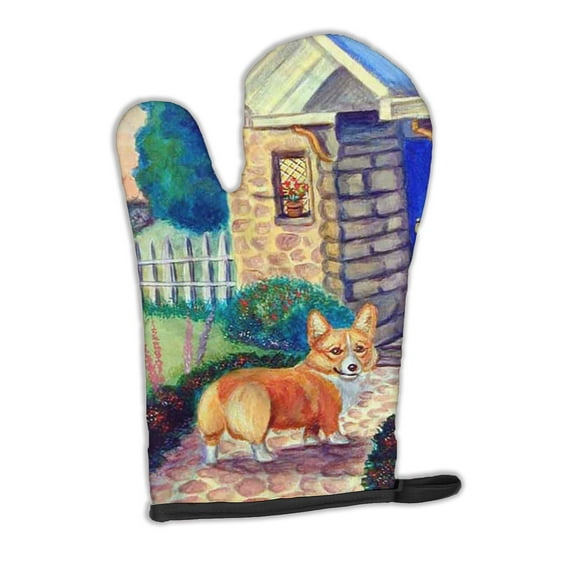 Carolines Treasures 7169OVMT Corgi at the Cottage Oven Mitt Large multicolor