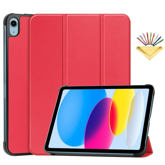 Tarise Case for iPad 10th Generation 10.9 inch (2022), Slim Thin Lightweight Stand Tri-fold Folio Smart Cover with [Auto Wake/Sleep] PU Leather & Hard PC Back Shockproof Case for iPad 10th Gen, Red