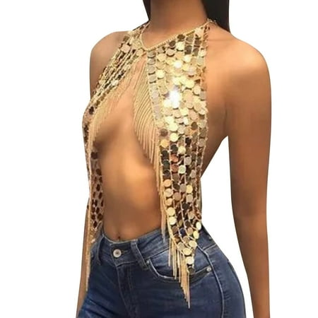 

Camisole For Women 2023 New Nightclub Acrylic Splicing Hollow Out Vest