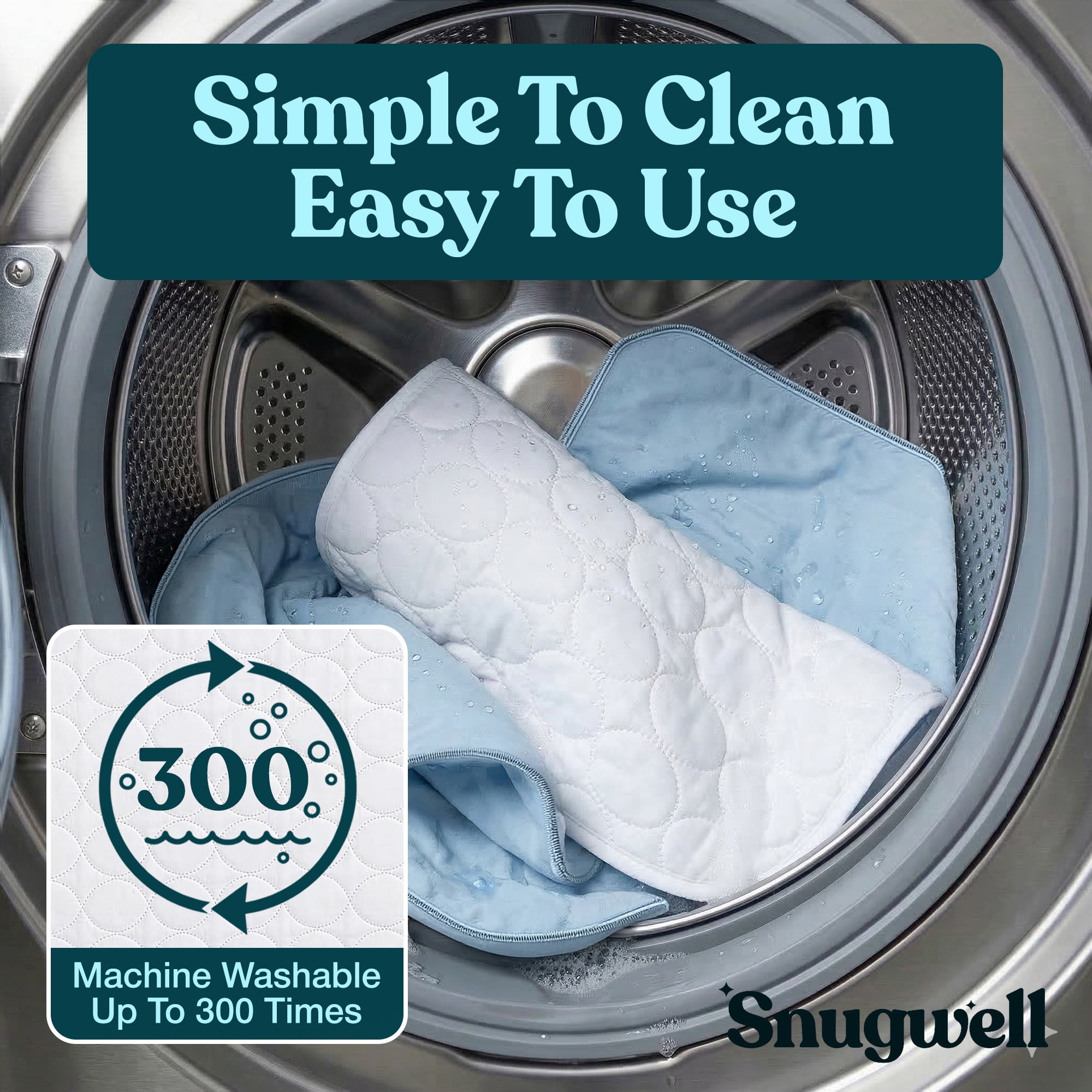 Snugwell Reusable Absorbent Positioning Bed Pads with Handles, Washable Underpads, 6 Count, 34" x 36"