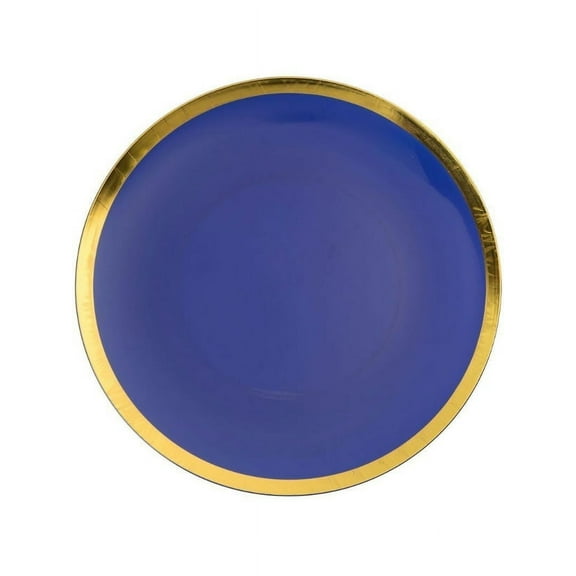 Glam Design 10.25" Navy w/ Gold Rim Plastic Dinner Plates 10ct.