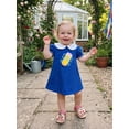 thumbnail image 5 of BemeyourBBs Toddler Baby Girl Back to School Dress Outfit Kids Kindergarten Dress Outfits Bow Pencil Embroidery Puff Short Sleeve Peter Pan Doll Collar A-Line Dress Toddler Baby Girl Summer Dress, 5 of 9