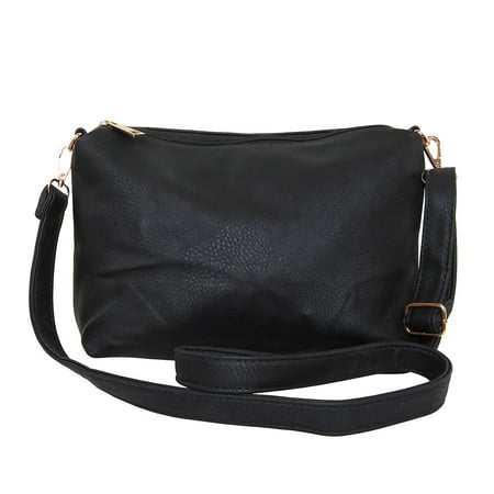Crossbody Bag Vegan Leather Satchel Messenger Hobo Handbag Shoulder Purse Black 14 Inch By Humble Chic Ny