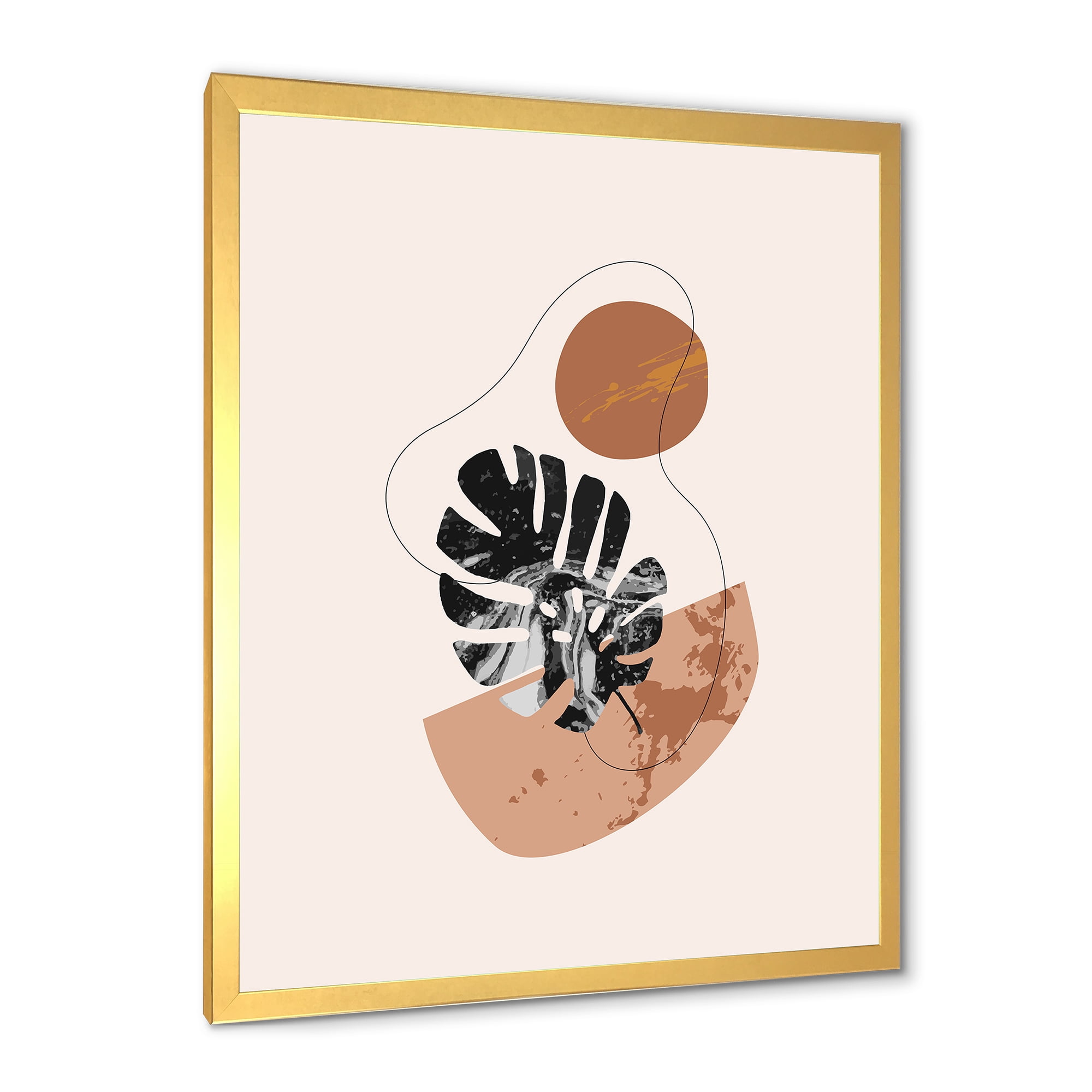 Designart 'Abstract Tropical Monstera Shapes and Leaves' Modern Framed Art Print