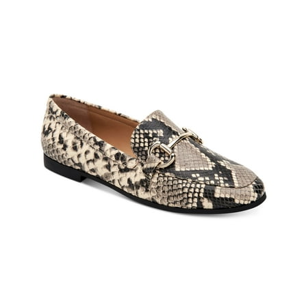 

INC Womens Beige Sanke Print Horse Bit Inspired Hardware Memory Foam Sock Cushioned Comfort Gayyle Round Toe Block Heel Slip On Leather Loafers 8.5 M