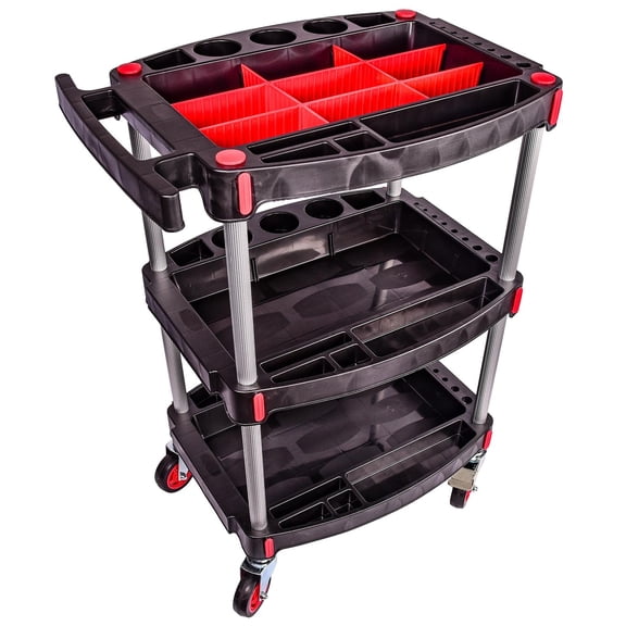 JEGS 81444 Professional Detailing Cart 3-Shelves Construction: ABS Plastic & Alu