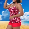 thumbnail image 2 of Womens Swimsuits Plus Size Two Piece Tankini Bathing Suit V Neck Spaghetti Strap Top with Shorts and Built-in Bra Summer Tropical Print Beach Swimwear, 2 of 6