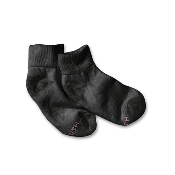 Hanes Women`s Cushioned Ankle Athletic Socks - Best-Seller, 9-11, Black