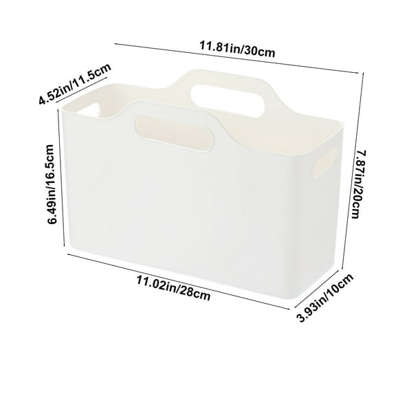 Rkxzt Toilet Storage Basket Plastic Storage Basket Rectangular White Home Bathroom Desktop Cabinet Organizer 11.02x7.87x4.53 Inches Small Container Storage