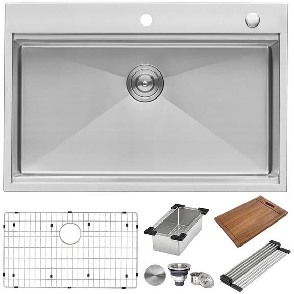 Ruvati RVH8003 33 x 22 Workstation Ledge Drop-in Tight Radius Kitchen Sink